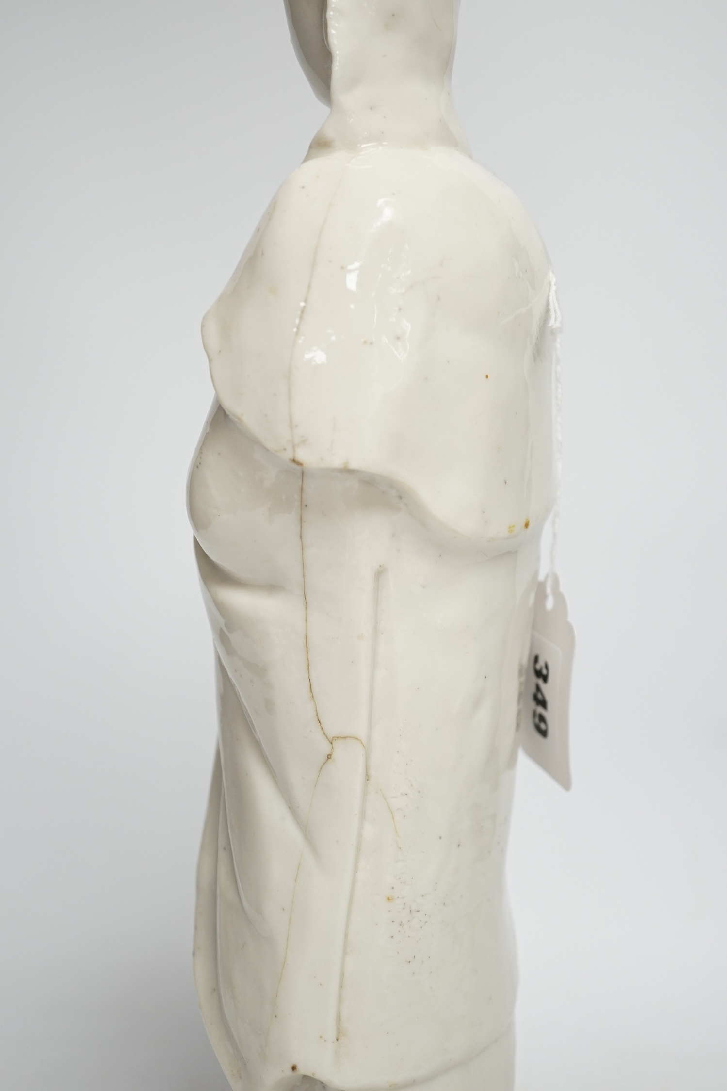 An 18th century Chinese blanc de chine figure of Guanyin, 42cm